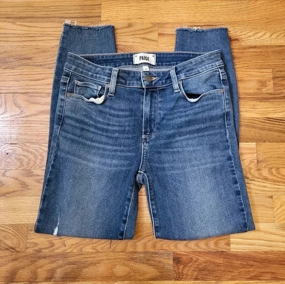 PAIGE Verdugo Crop Mid Rise Cropped Raw Hem Skinny Jeans(28) - Picture 1 of 10